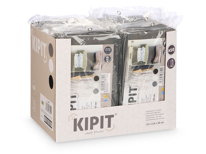 Kipit Organizador Armario 10 Cavidades Surtido Tela y Cartón Blanco/Gris/Negro 28 x 16 x 4.5 cm (Set de 24)