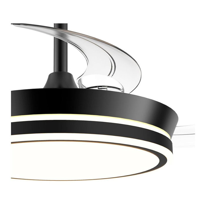 Cristalrecord Ventilador de techo LED 3 aspas retráctiles 890 cm 39 W 4290 lm negro regulable CCT mando distancia