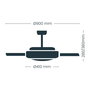 Cristalrecord Ventilador de techo LED 3 aspas retráctiles 890 cm 39 W 4290 lm negro regulable CCT mando distancia