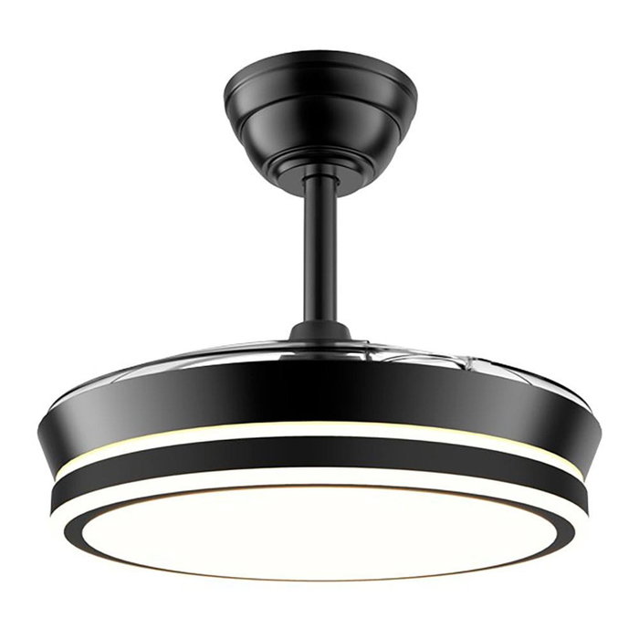 Cristalrecord Ventilador de techo LED 3 aspas retráctiles 890 cm 39 W 4290 lm negro regulable CCT mando distancia
