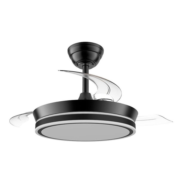 Cristalrecord Ventilador de techo LED 3 aspas retráctiles 890 cm 39 W 4290 lm negro regulable CCT mando distancia