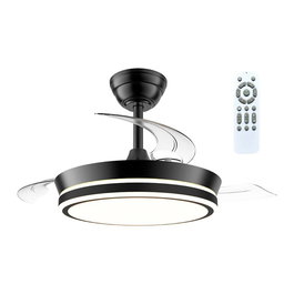 Cristalrecord Ventilador de techo LED 3 aspas retráctiles 890 cm 39 W 4290 lm negro regulable CCT mando distancia
