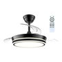 Cristalrecord Ventilador de techo LED 3 aspas retráctiles 890 cm 39 W 4290 lm negro regulable CCT mando distancia