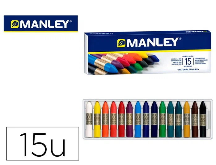 Manley Ceras de Colores Surtidos 60mm Estuche de 15 Unidades Manley Ceras de Colores Surtidos 60mm Estuche de 15 Unidades