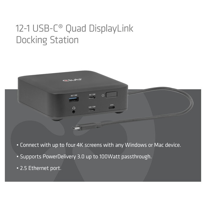 CLUB-3D CSV-2542 Docking Station 12 en 1 con DisplayLink, 8K60Hz y PD 100W