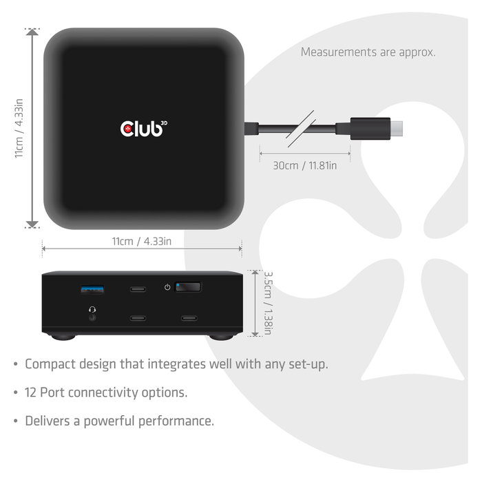 CLUB-3D CSV-2542 Docking Station 12 en 1 con DisplayLink, 8K60Hz y PD 100W
