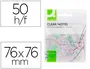 Q-connect Bloc de notas adhesivas removibles 76x76 mm plástico translucido blanco 50 hojas