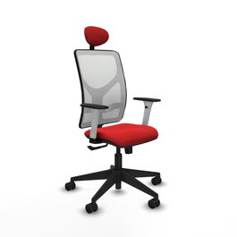 PIQUERAS Y CRESPO Silla de oficina Motilla con mecanismo Sincro, Rojo y Blanco