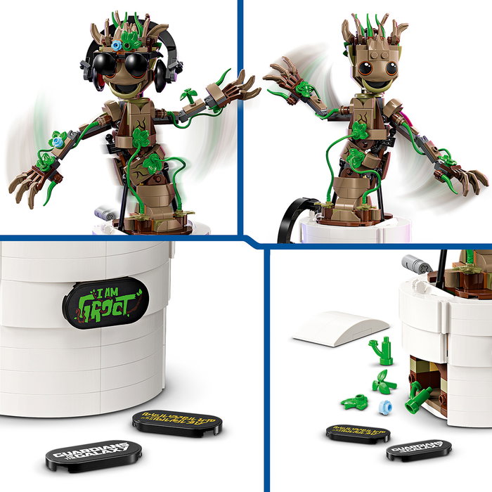 LEGO 76297 Groot Bailarín Marvel Juguete Construible Interactivo con Figura Articulada y Accesorios para Niños +10 Años