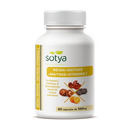 Sotya Reishi Shiitake Maitake Inmunol 60 Cápsulas - Complemento Alimenticio con Vitamina C