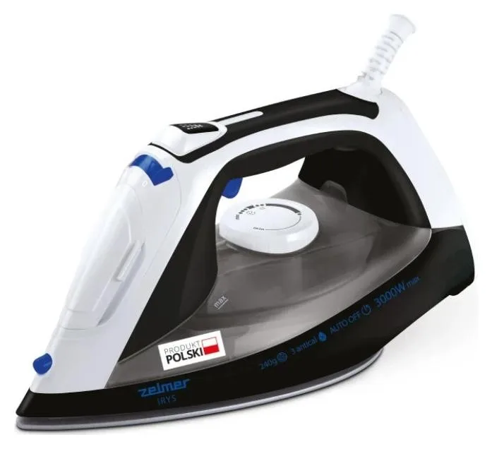 Zelmer Irys ZIR3100 Plancha de vapor cerámica 3000W Blanco y negro Zelmer Irys ZIR3100 Plancha de vapor cerámica 3000W Blanco y negro