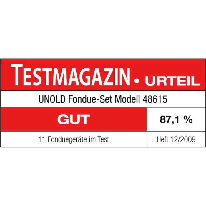 Unold 48615 - Fondu eléctrico, 0.8 litros para 6 personas, acero inoxidable, color negro Schwarz
