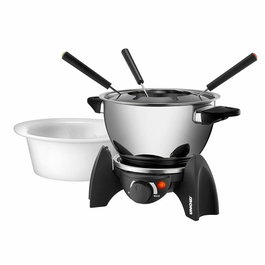 Unold 48615 - Fondu eléctrico, 0.8 litros para 6 personas, acero inoxidable, color negro Schwarz