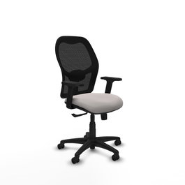 PIQUERAS Y CRESPO Alocén Silla de Oficina Sincro con Malla Negra y Asiento Blanco