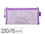 Liderpapel Bolsa Zipper Bag Poliester Transpirable Multiusos Ticket 230x115 mm Morado Pastel