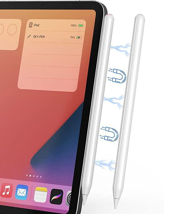 eSTUFF Lápiz Activo para iPad Pro/Air/mini con Carga Magnética y USB-C - Punta POM 1.2mm para Dibujar, Notas y Edición Precisas