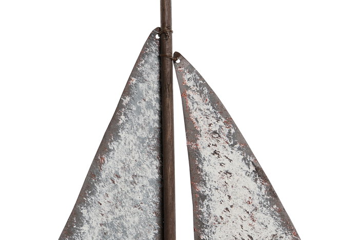DKD Home Decor Decoración Velero Antique Paulownia y Metal Natural/Blanco