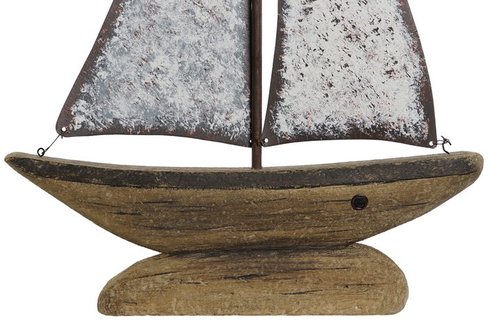 DKD Home Decor Decoración Velero Antique Paulownia y Metal Natural/Blanco