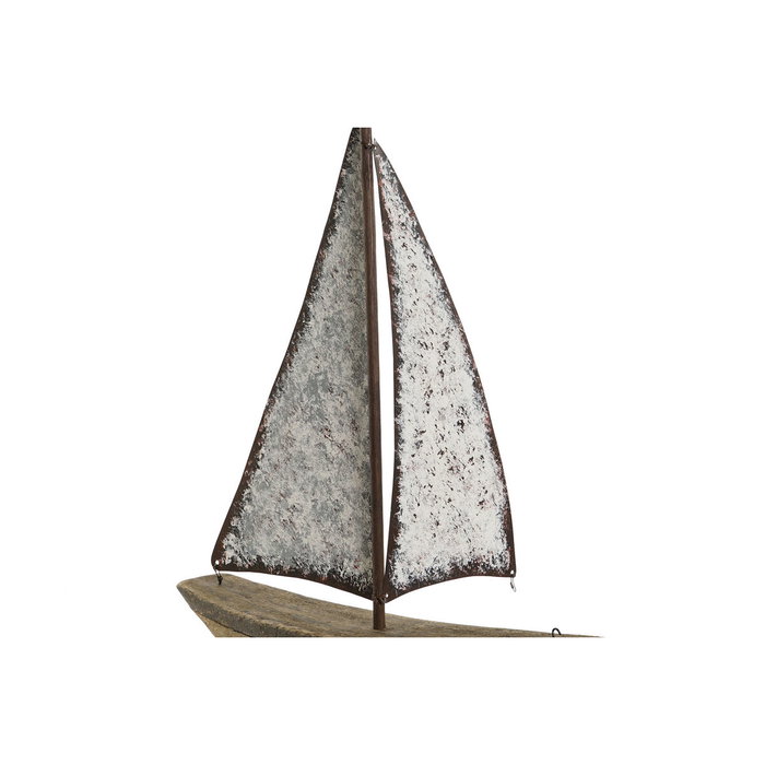 DKD Home Decor Decoración Velero Antique Paulownia y Metal Natural/Blanco