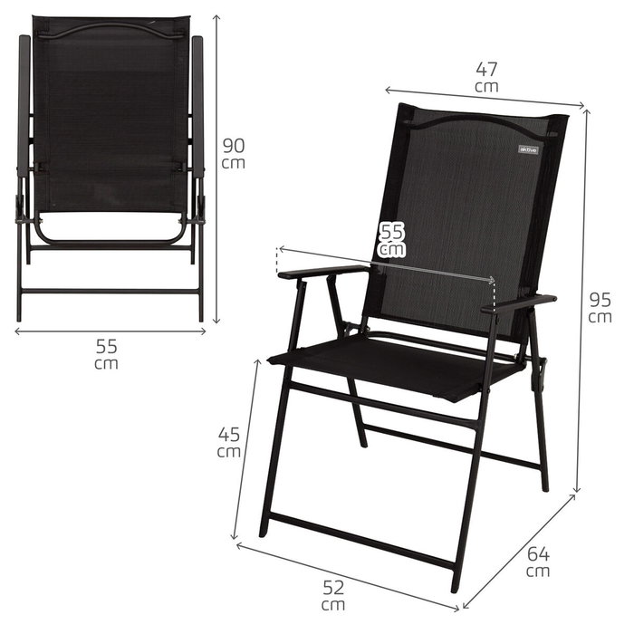 Color Baby Aktive-Pk 2 Sillas de Jardín Plegables de Textileno, 47x64x95 cm