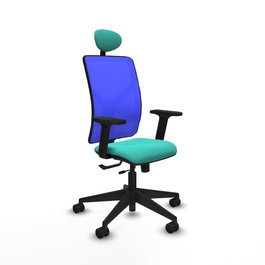 PIQUERAS Y CRESPO Silla de oficina Motilla con mecanismo Sincro/Traslack, Azul y Turquesa