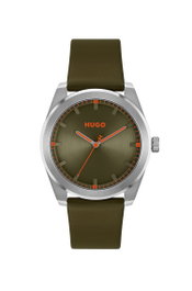 Hugo Reloj para Hombre con Esfera Verde y Correa de Piel