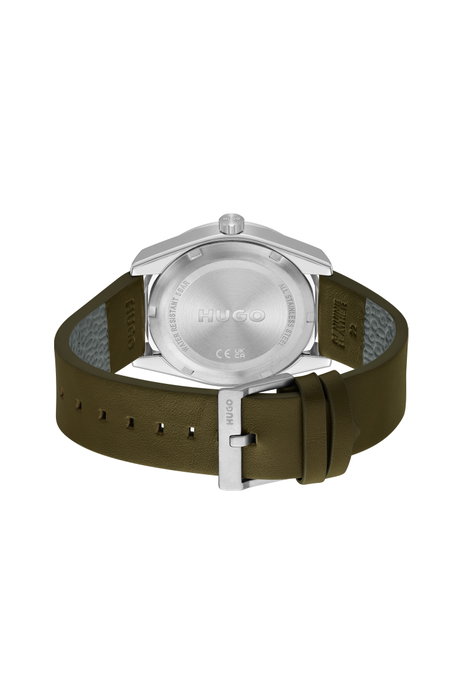 Hugo Reloj para Hombre con Esfera Verde y Correa de Piel