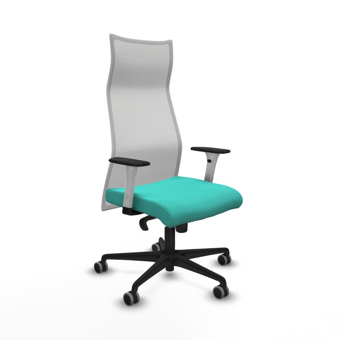 PIQUERAS Y CRESPO Sillón Albacete con Mecanismo Sincro, Similpiel Turquesa y Malla Blanca PIQUERAS Y CRESPO Sillón Albacete con Mecanismo Sincro, Similpiel Turquesa y Malla Blanca