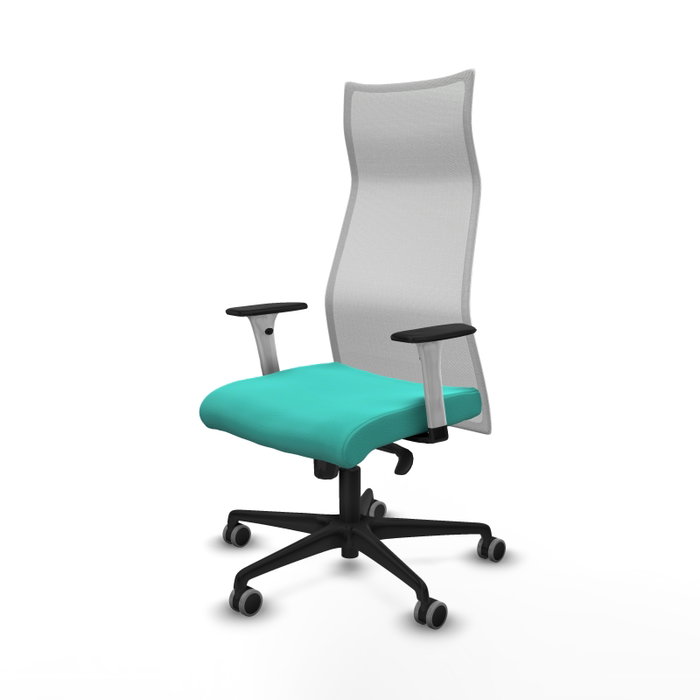 PIQUERAS Y CRESPO Sillón Albacete con Mecanismo Sincro, Similpiel Turquesa y Malla Blanca PIQUERAS Y CRESPO Sillón Albacete con Mecanismo Sincro, Similpiel Turquesa y Malla Blanca