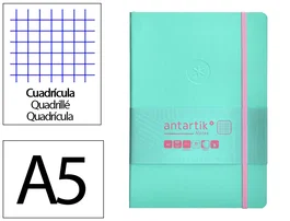 Antartik Cuaderno A5 Tapa Blanda Hojas Cuadriculadas Rosa y Turquesa 80 Hojas 80gr FSC