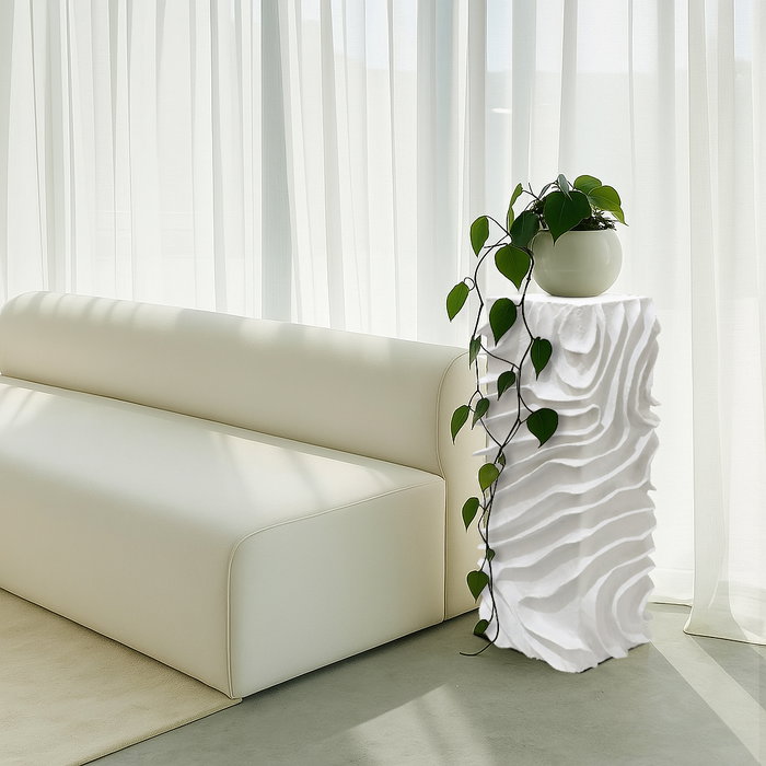 DKD Home Decor Pedestal MDF Papel Mache 3D Blanco DKD Home Decor Pedestal MDF Papel Mache 3D Blanco