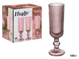 Vivalto Copa Cava Rosa Rayas 160 ml Vidrio 18.5x6x6 cm (Set de 24)