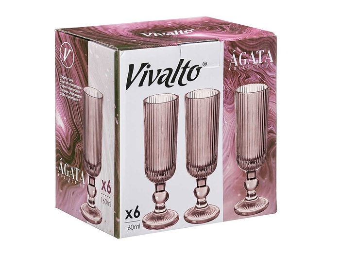 Vivalto Copa Cava Rosa Rayas 160 ml Vidrio 18.5x6x6 cm (Set de 24) Vivalto Copa Cava Rosa Rayas 160 ml Vidrio 18.5x6x6 cm (Set de 24)