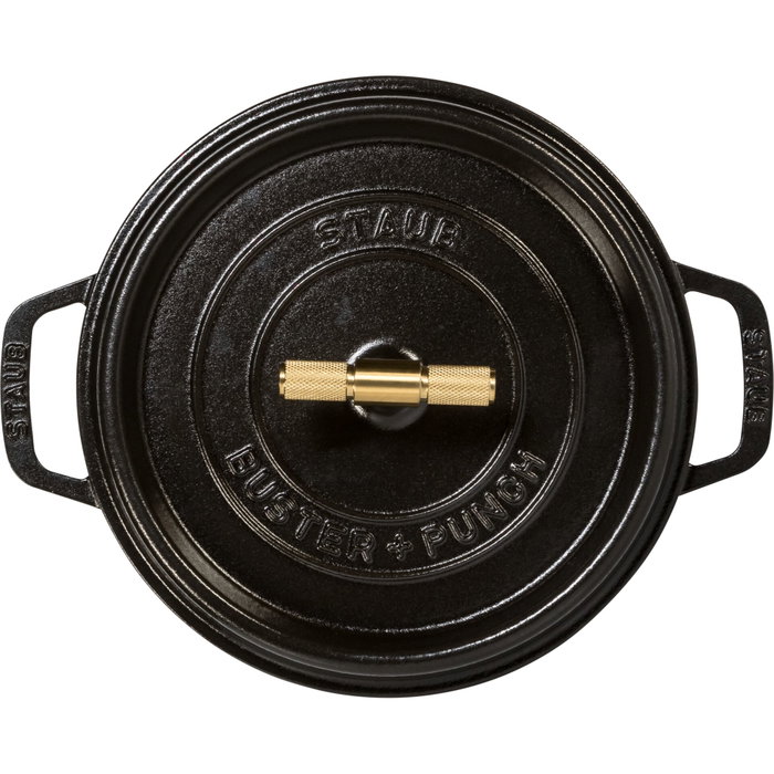 Staub La Cocotte Buster & Punch 24 cm Redonda, Negra, Hierro Fundido