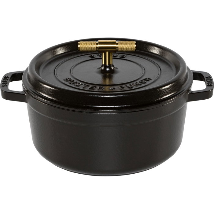 Staub La Cocotte Buster & Punch 24 cm Redonda, Negra, Hierro Fundido