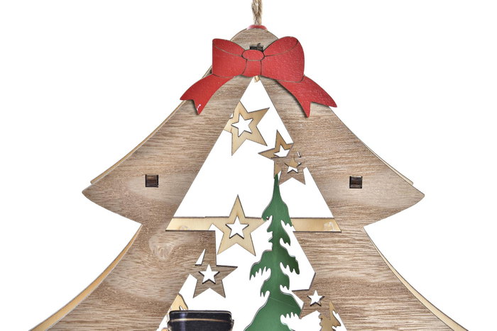 DKD Home Decor Decoración Colgante de Madera Árbol 27x3x29 Surtido