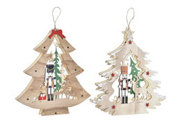 DKD Home Decor Decoración Colgante de Madera Árbol 27x3x29 Surtido