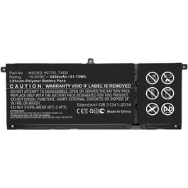 CoreParts Batería de portátil 51.75Wh 15V 3450mAh para Dell Inspiron 13 7306 2-in-1, 14 5401, 15 5501