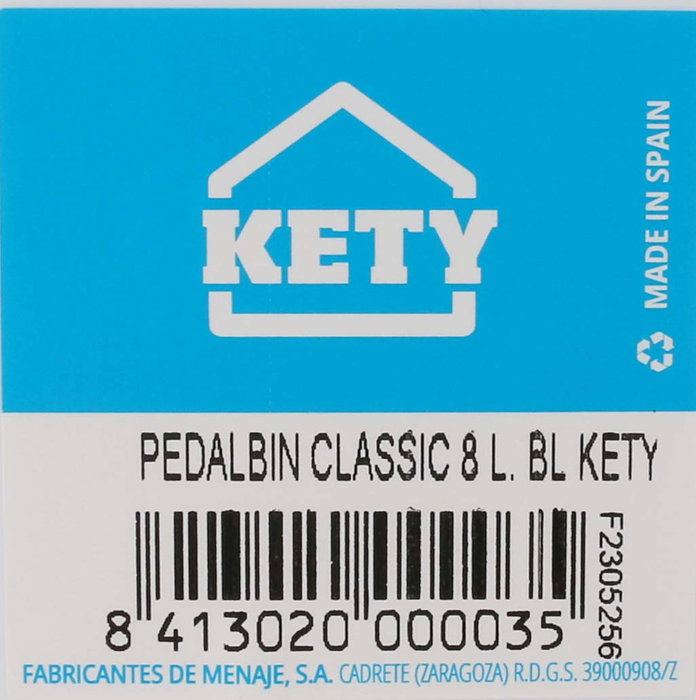 Kety Cubo con Pedal 8L con Cubeta Interior, Dimensiones: 20 cm Ancho x 28 cm Alto x 25 cm Largo