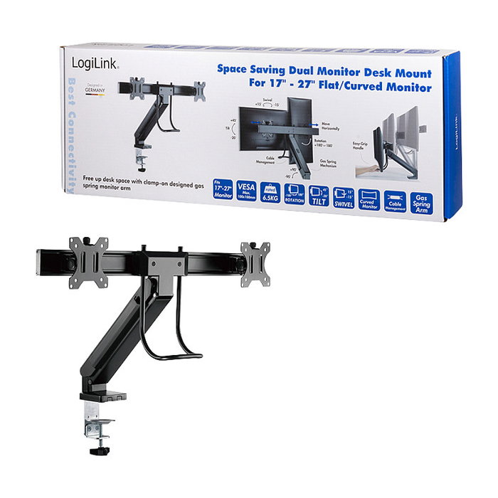 LogiLink Soporte Doble para Monitores de 17-27 Pulgadas
