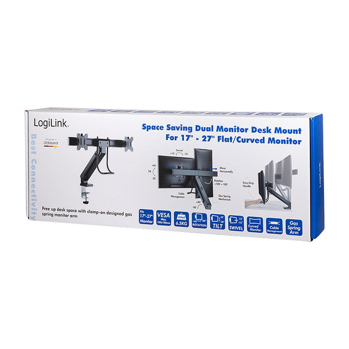 LogiLink Soporte Doble para Monitores de 17-27 Pulgadas