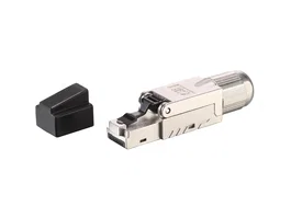 Equip 121172 Conector RJ-45 Cat8.1, Juego de 5 Piezas, Macho Derecho, Blindado, Negro/Acero Inoxidable, Zinc, RoHS/CE