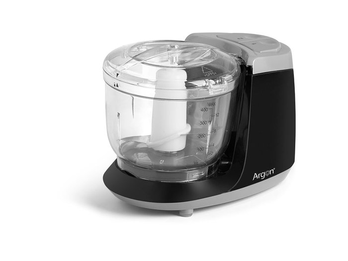 Argon Trituradora 2 Velocidades y 2 Cuchillas, 350W, Capacidad 400 ml, Dimensiones 20x14.5x13 cm, Color Gris/Negro/Plata/Transparente (Set de 6)