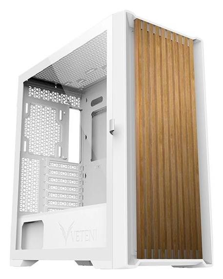 Veteni Woody VT-WOODY-01WH Torre PC White Middle Tower ATX Cristal Templado USB-C