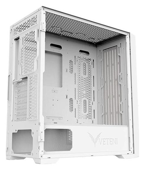 Veteni Woody VT-WOODY-01WH Torre PC White Middle Tower ATX Cristal Templado USB-C