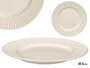 VESSIA Plato de Postre de Porcelana con Relieve de Rayas Blanco 20,5 cm