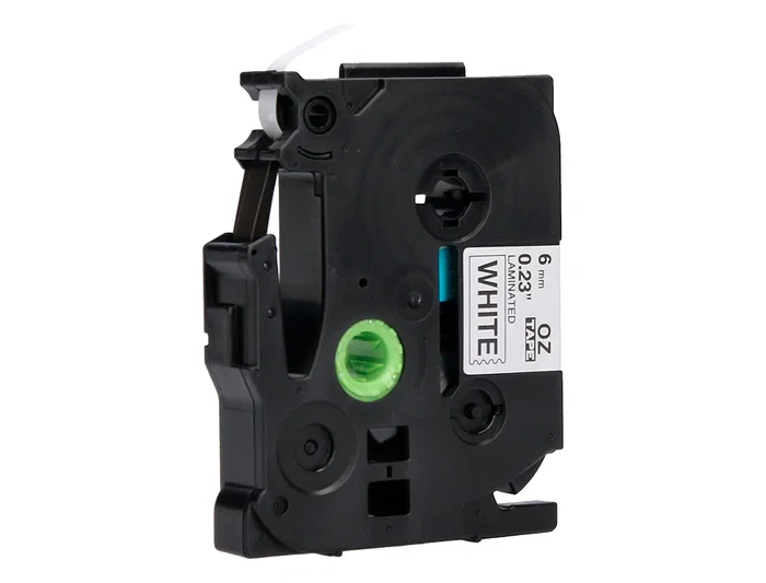 Q-connect Cinta TZE-211 Blanco y Negro 6mm x 8m para Rotuladoras Brother - Consumible de Etiquetado para Oficina, Taller y Tienda