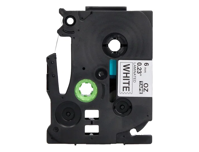 Q-connect Cinta TZE-211 Blanco y Negro 6mm x 8m para Rotuladoras Brother - Consumible de Etiquetado para Oficina, Taller y Tienda