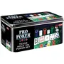Tactic Todo en 1 Caja de Metal Propoker - Juego de Póker con 2 Juegos de Cartas, Ficha Crupier, 5 Dados y Tapete