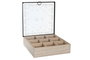DKD Home Decor Caja Infusiones Atlantico Stella Maris, Azul Blanco, MDF, Cristal, Metal, 24 x 6.5 x 24 cm